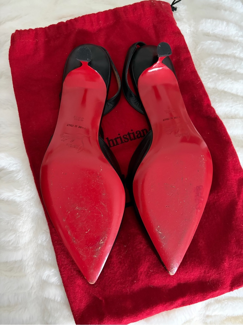 CHRISTIAN LOUBOUTIN Black Leather Sharka 45 Kitten Heels Size 39.5 (women’s 9.5) - Picture 3 of 5